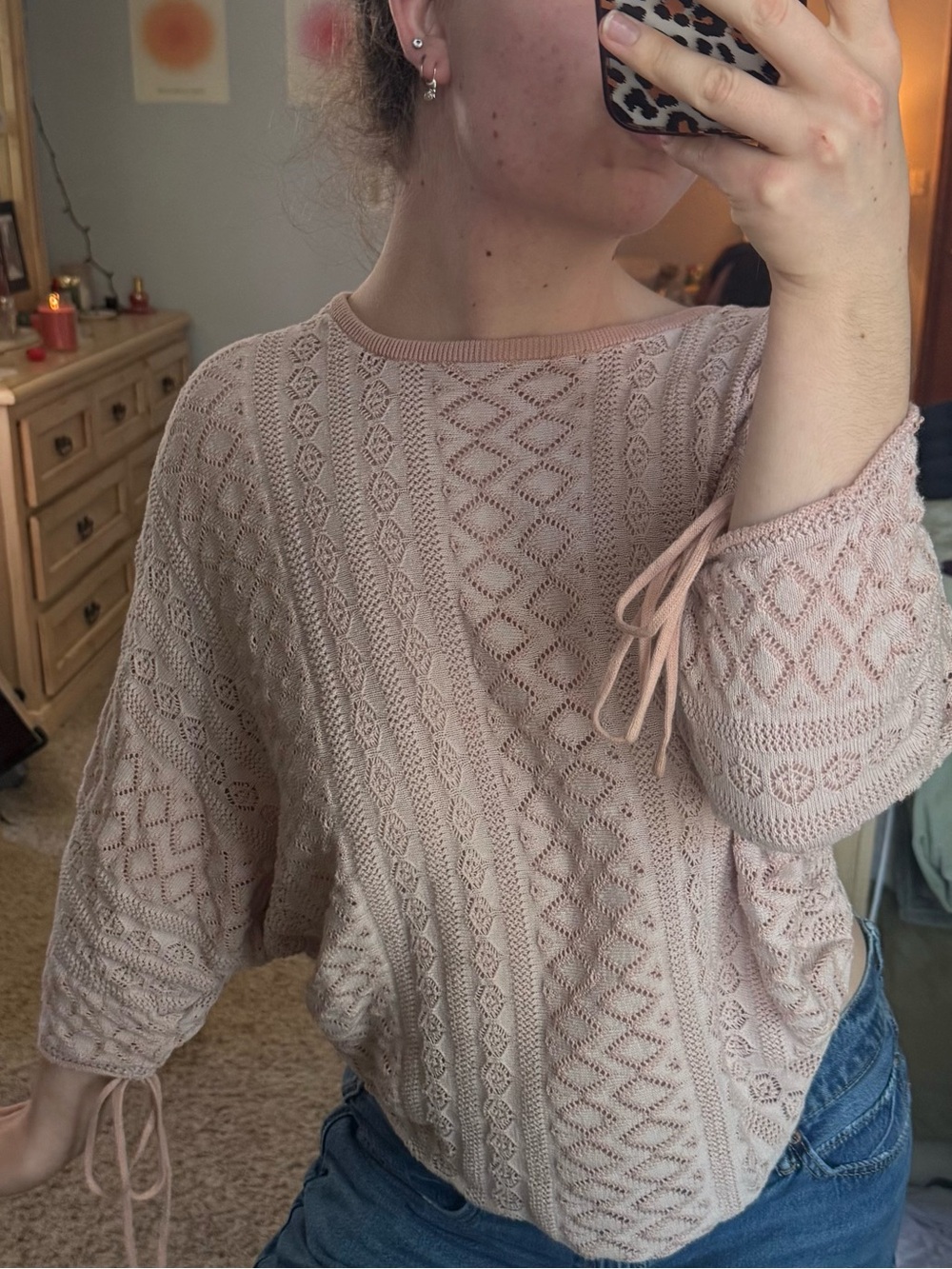 Maurices Blush Pink Lace Knit Sweater